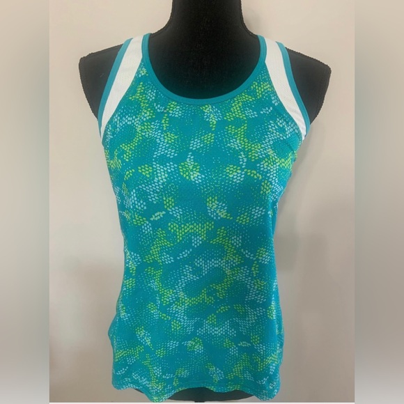 NYL Women's Teal and Green Athletic Tank Top, Medium - Picture 2 of 7